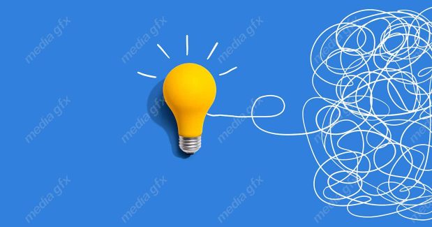 دانلود رایگان عکس با کیفیت بنر و پس زمینه روشن کردن موضوع ایده های پیچیده با لامپ MJ002857