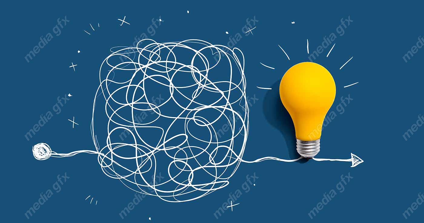 دانلود رایگان عکس با کیفیت بنر و پس زمینه روشن کردن موضوع ایده های پیچیده با لامپ MJ002859