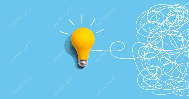دانلود رایگان عکس با کیفیت بنر و پس زمینه روشن کردن موضوع ایده های پیچیده با لامپ MJ002860