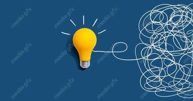 دانلود رایگان عکس با کیفیت بنر و پس زمینه روشن کردن موضوع ایده های پیچیده با لامپ MJ002861