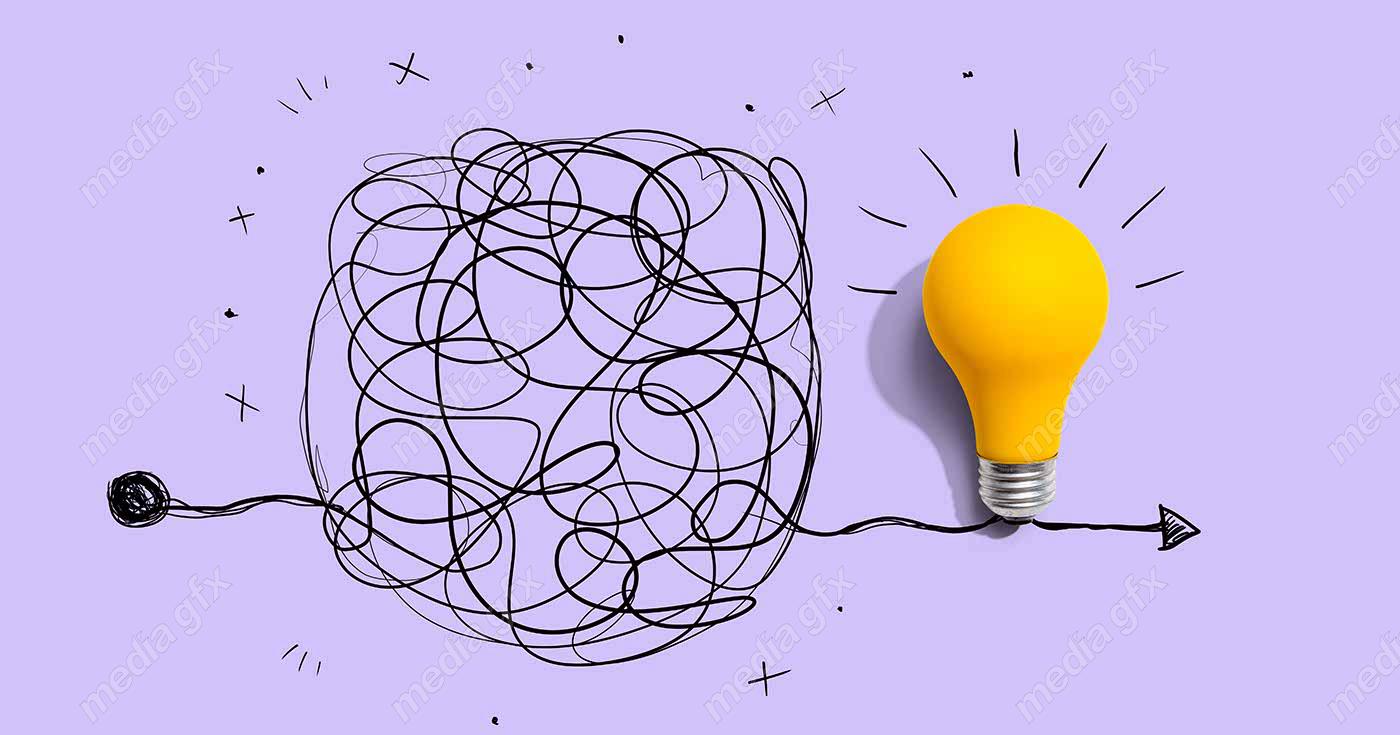 دانلود رایگان عکس با کیفیت بنر و پس زمینه روشن کردن موضوع ایده های پیچیده با لامپ MJ002863