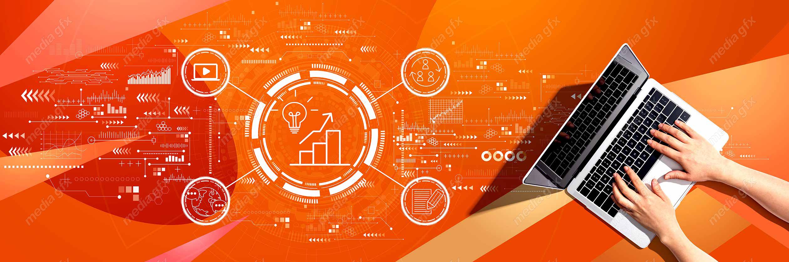 عکس با کیفیت بنر و بیلبورد مفهوم بازاریابی و تولید محتوا MJ002865