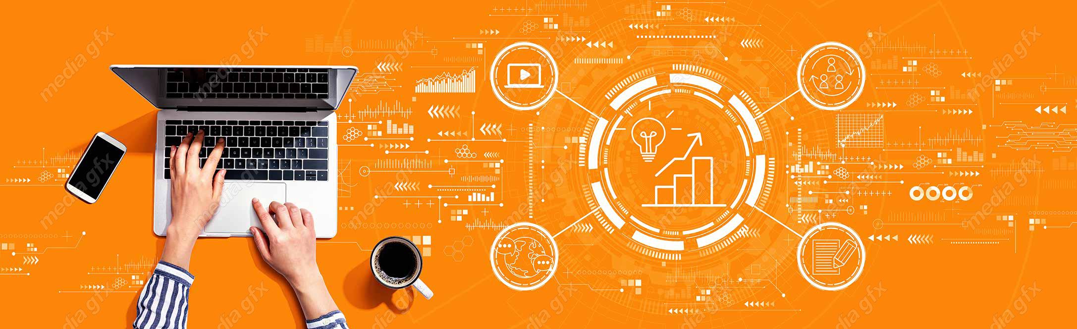 عکس با کیفیت بنر و بیلبورد مفهوم بازاریابی و تولید محتوا MJ002868