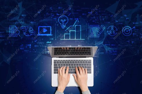 عکس با کیفیت بنر و بیلبورد مفهوم بازاریابی و تولید محتوا MJ002872