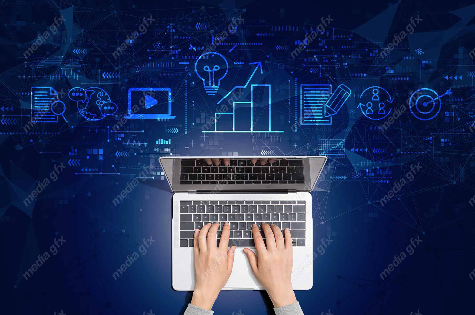 عکس با کیفیت بنر و بیلبورد مفهوم بازاریابی و تولید محتوا MJ002872