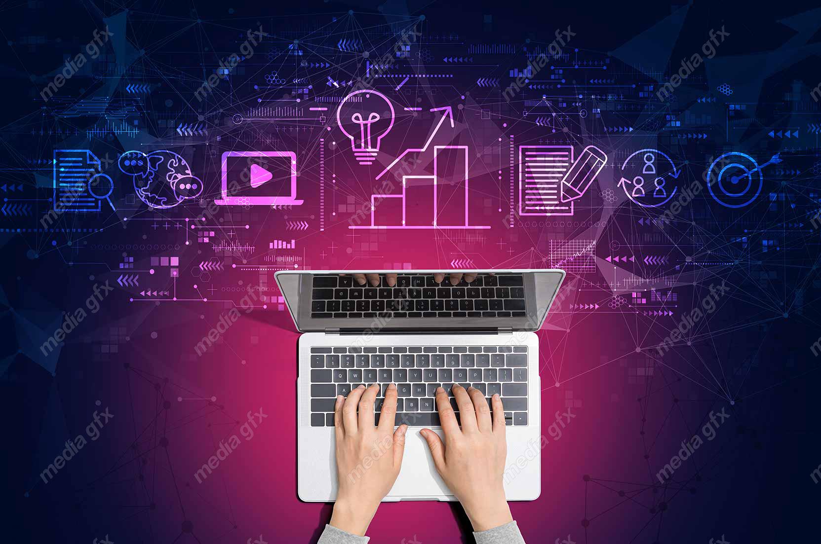 عکس با کیفیت بنر و بیلبورد مفهوم بازاریابی و تولید محتوا MJ002874