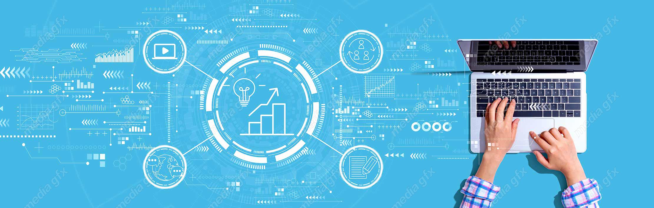 عکس با کیفیت بنر و بیلبورد مفهوم بازاریابی و تولید محتوا MJ002880