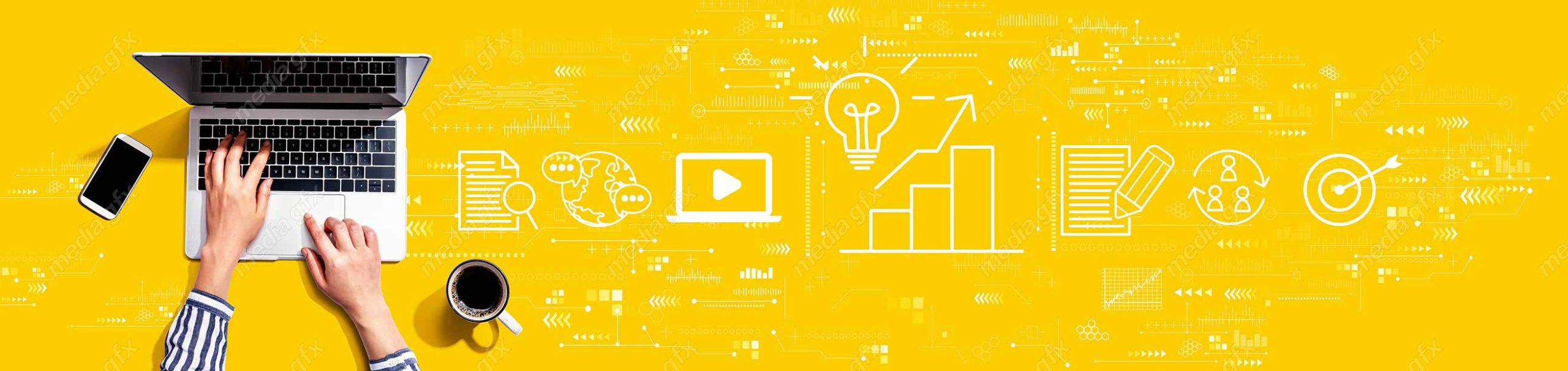 عکس با کیفیت بنر و بیلبورد مفهوم بازاریابی و تولید محتوا MJ002884