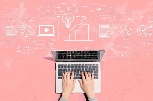 عکس با کیفیت بنر و بیلبورد مفهوم بازاریابی و تولید محتوا MJ002888