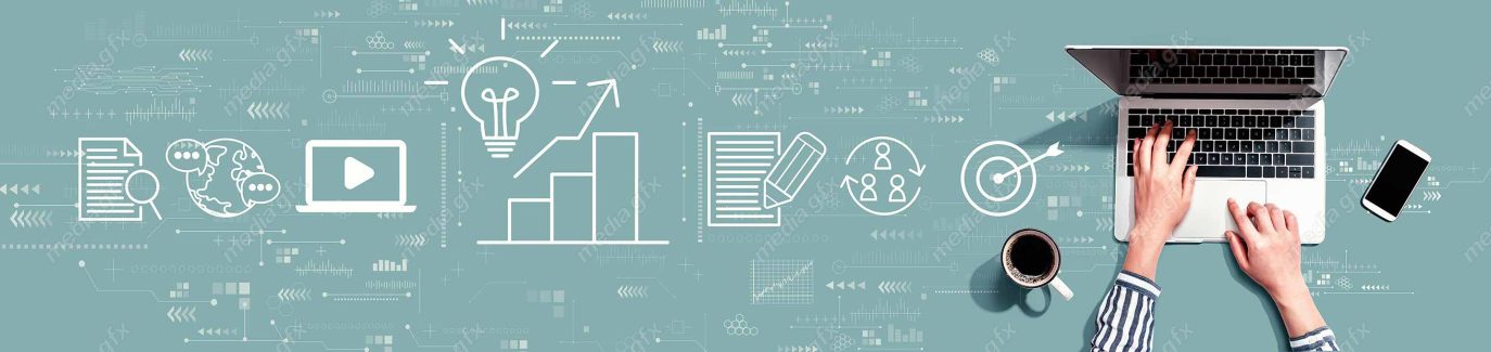 عکس با کیفیت بنر و بیلبورد مفهوم بازاریابی و تولید محتوا MJ002889