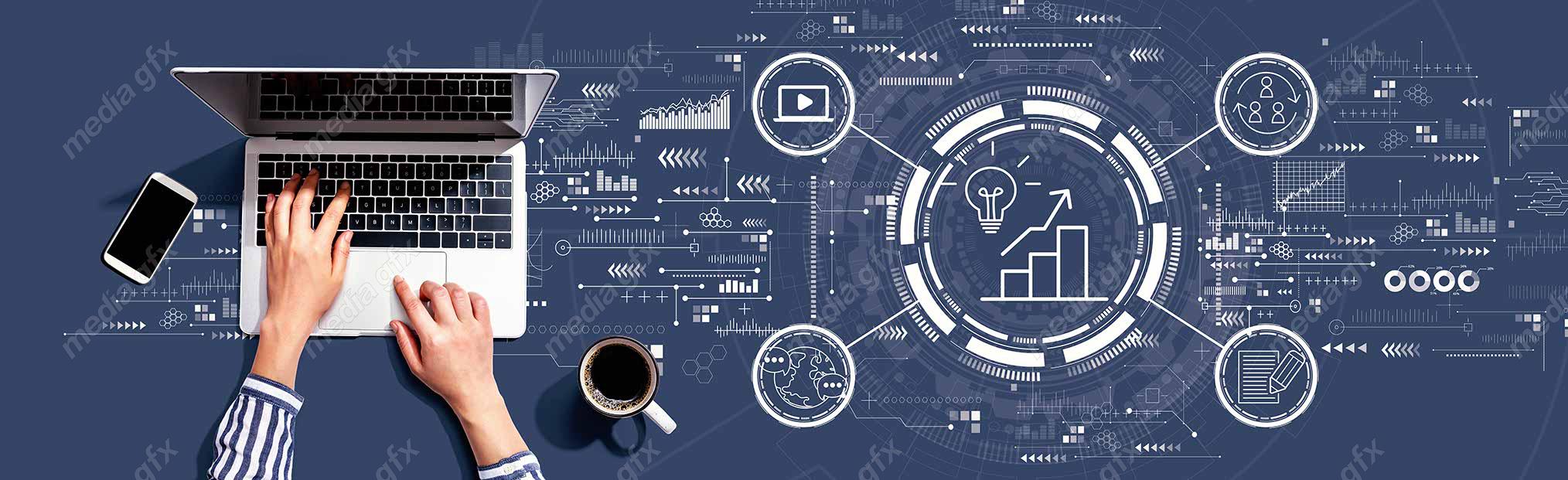 عکس با کیفیت بنر و بیلبورد مفهوم بازاریابی و تولید محتوا MJ002890