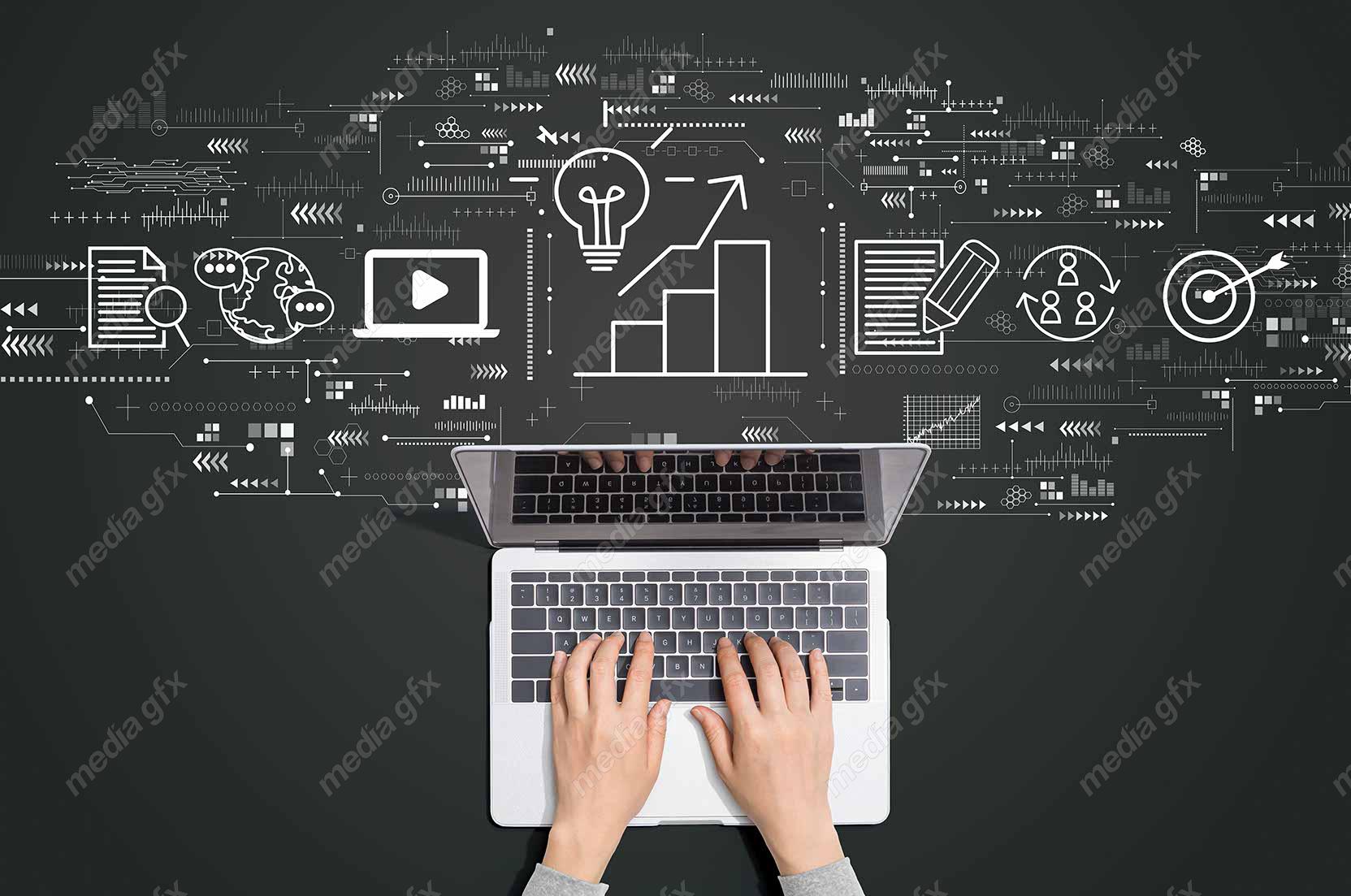 عکس با کیفیت بنر و بیلبورد مفهوم بازاریابی و تولید محتوا MJ002891