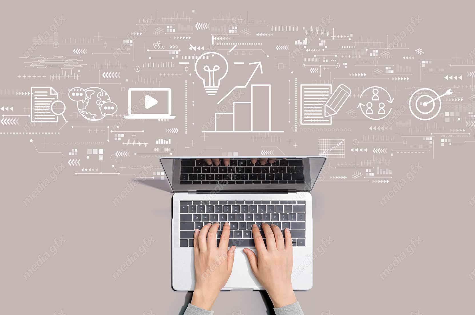 عکس با کیفیت بنر و بیلبورد مفهوم بازاریابی و تولید محتوا MJ002895