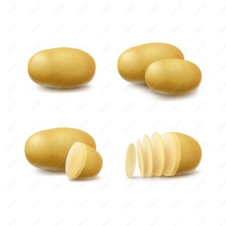 وکتور چیپس سیب زمینی و سیب زمینی خام پوست کنده با پوست MV002964