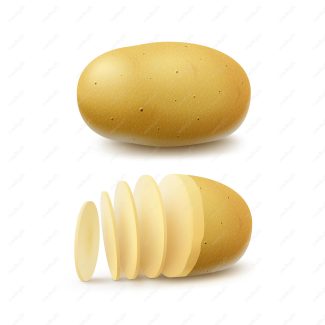 وکتور چیپس سیب زمینی و سیب زمینی خام پوست کنده با پوست MV002965