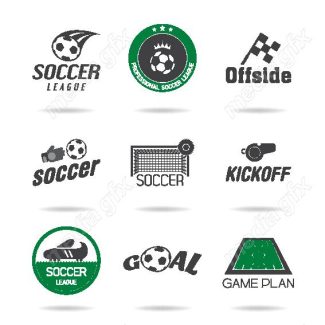 وکتور لوگو ورزش فوتبال توپ و تور MV002998