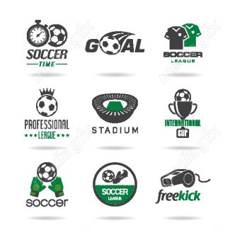 وکتور لوگو ورزش فوتبال توپ و تور MV002999