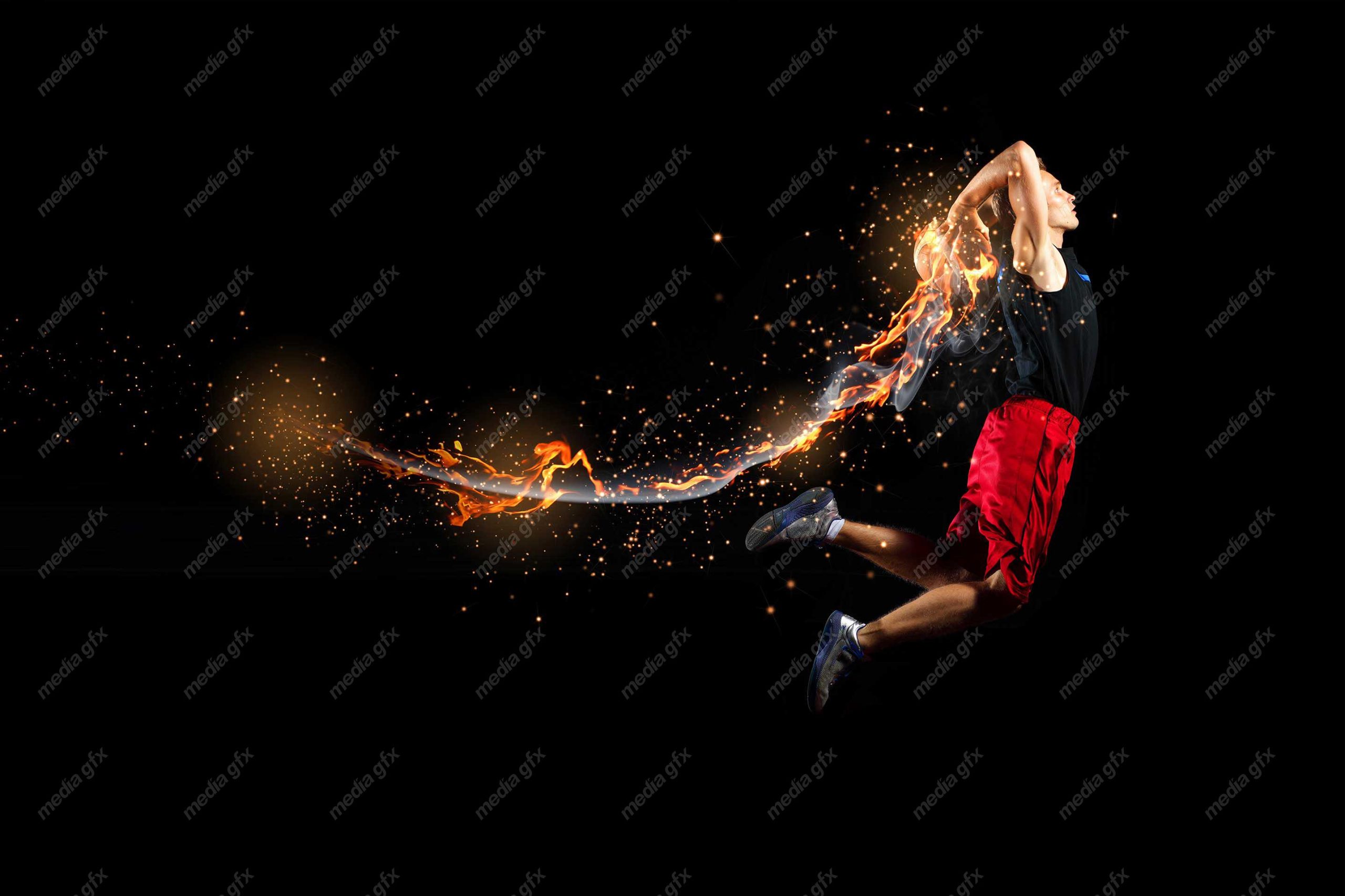 دانلود عکس با کیفیت ورزش بسکتبال توپ و تور MJ003119