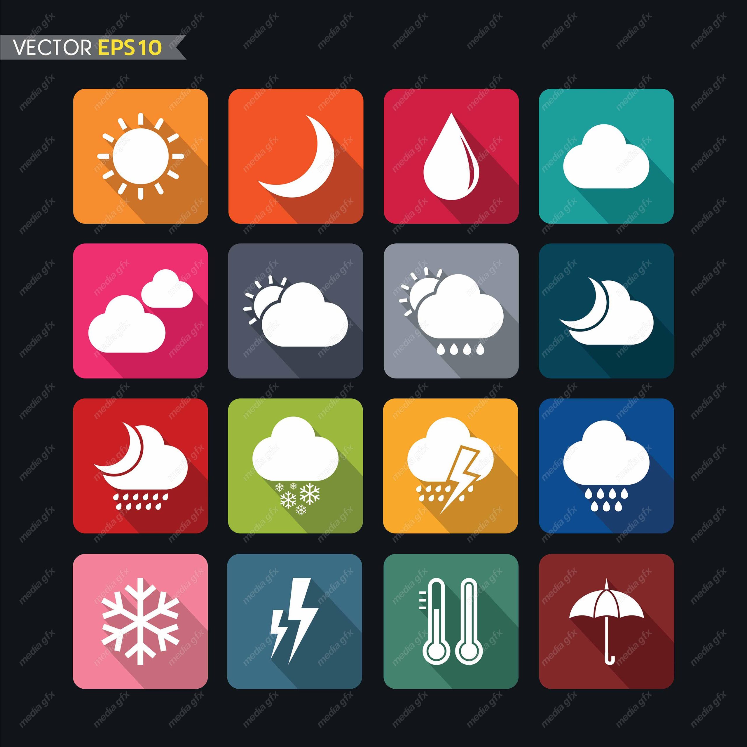 وکتور آیکن و علائم هواشناسی وضعیت آب و هوا MV003184