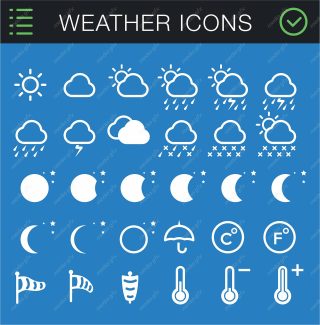 وکتور آیکن و علائم هواشناسی وضعیت آب و هوا MV003185
