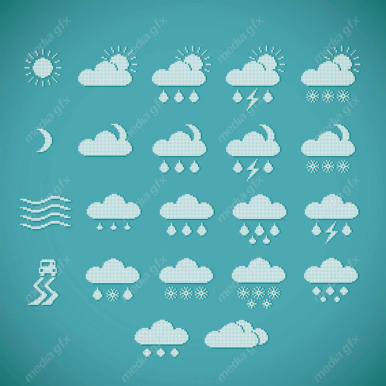 وکتور آیکن و علائم هواشناسی وضعیت آب و هوا MV003187