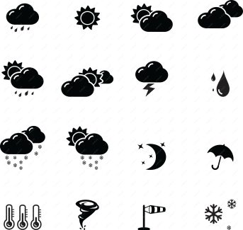 وکتور آیکن و علائم هواشناسی وضعیت آب و هوا MV003188