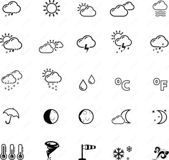 وکتور آیکن و علائم هواشناسی وضعیت آب و هوا MV003190
