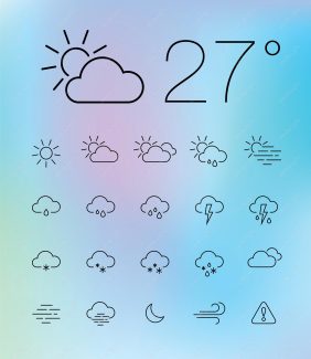 وکتور آیکن و علائم هواشناسی وضعیت آب و هوا MV003191