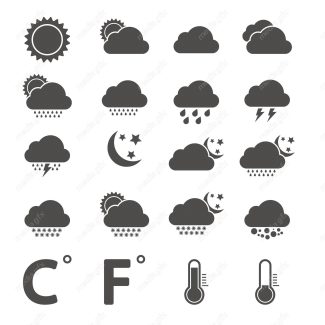 وکتور آیکن و علائم هواشناسی وضعیت آب و هوا MV003192