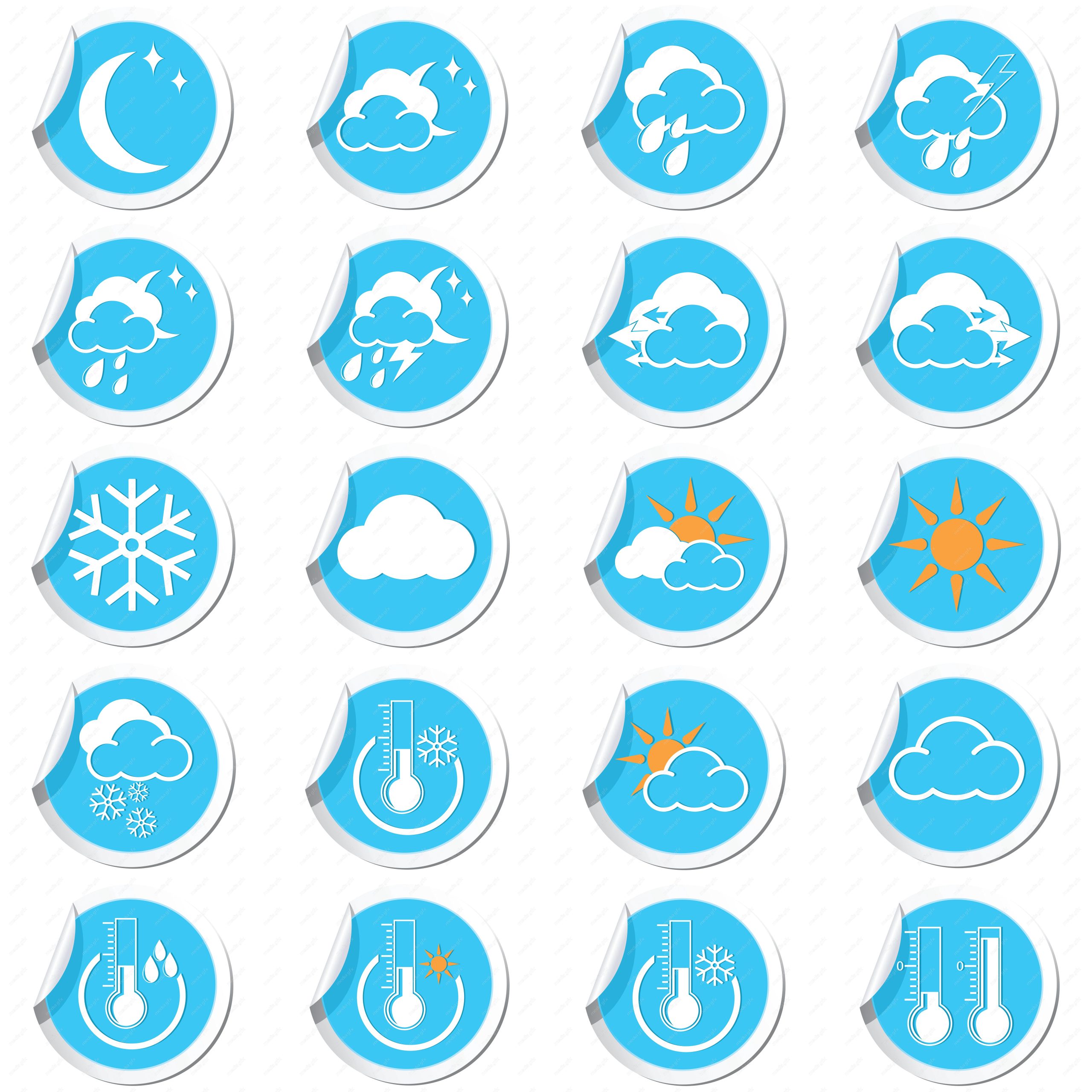 وکتور آیکن و علائم هواشناسی وضعیت آب و هوا MV003193