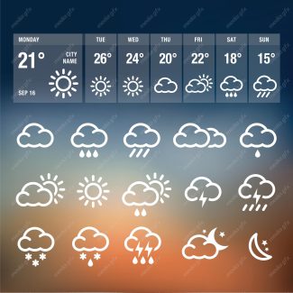 وکتور آیکن و علائم هواشناسی وضعیت آب و هوا MV003195