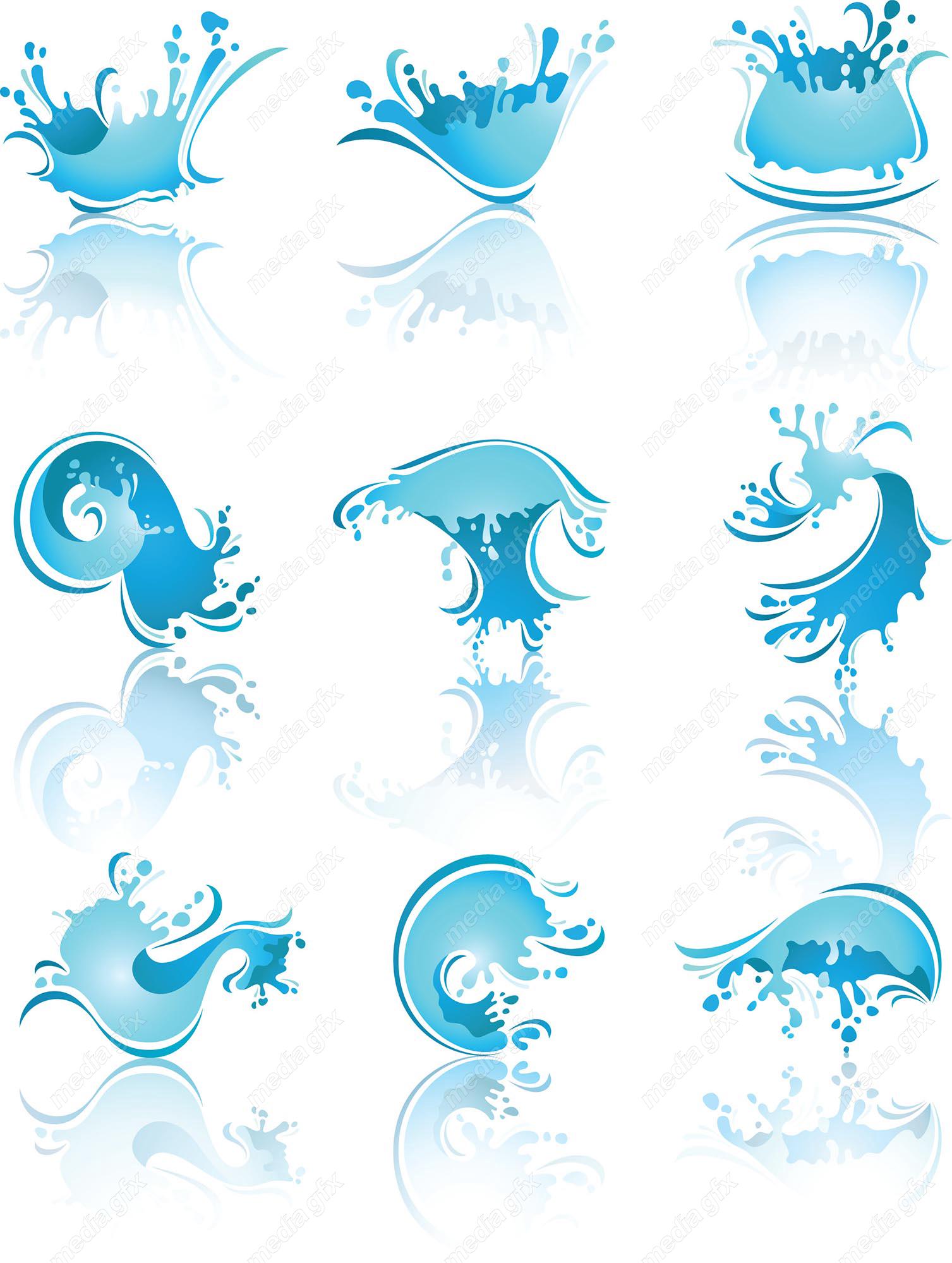 دانلود رایگان وکتور آیکون قطرات آب و موج MV003210