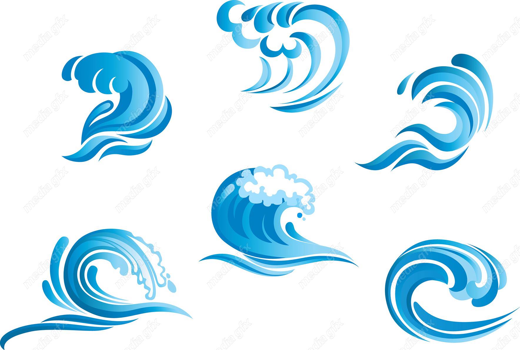 دانلود رایگان وکتور آیکون قطرات آب و موج MV003216