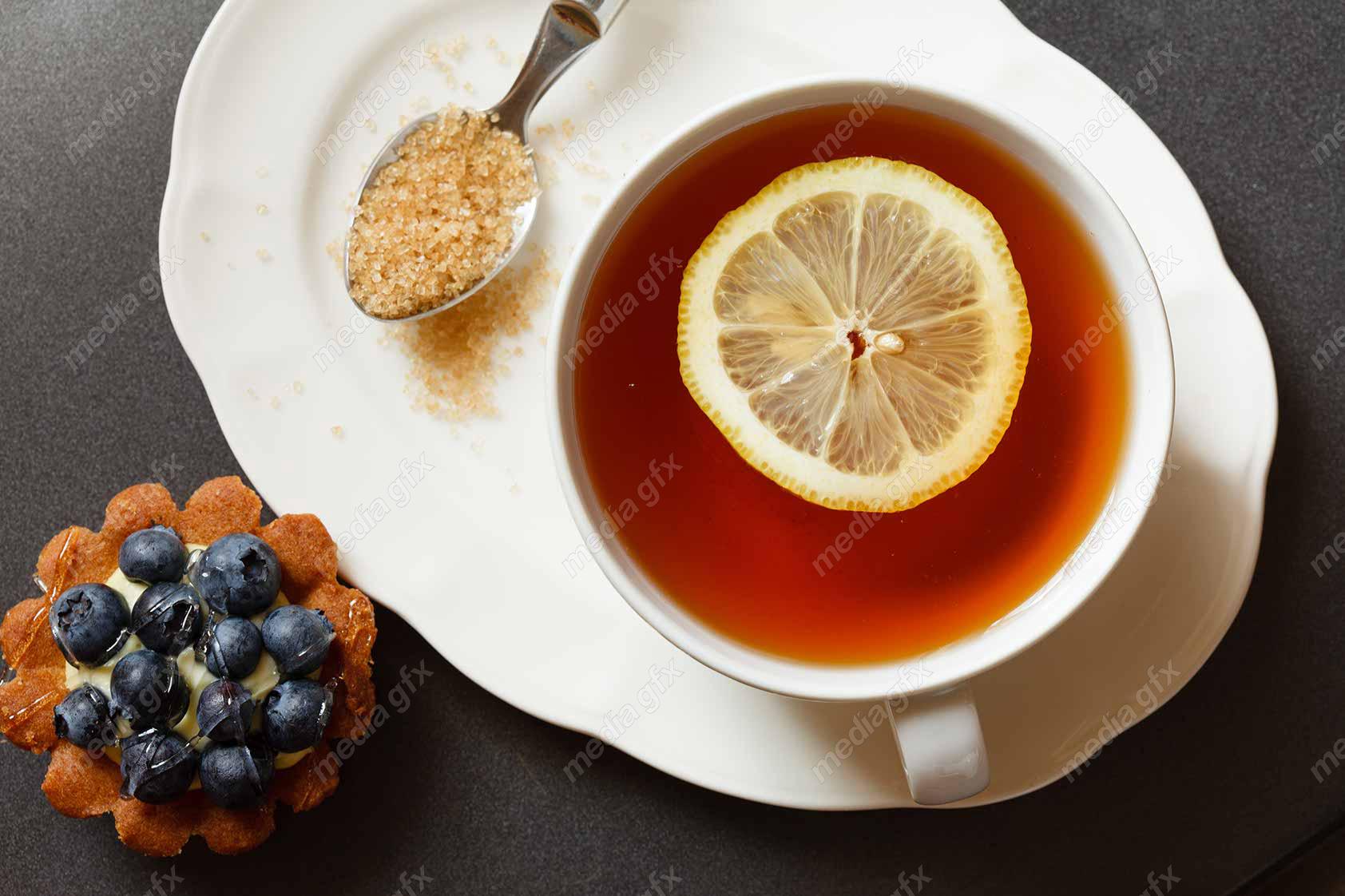 دانلود رایگان عکس با کیفیت دمنوش به لیمو با شکر قهوه ای و بلوبری MJ004765