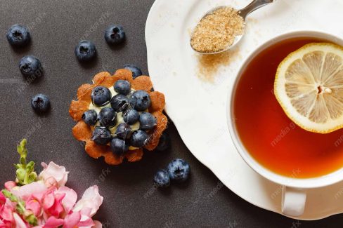 دانلود رایگان عکس با کیفیت دمنوش به لیمو با شکر قهوه ای و بلوبری MJ004770