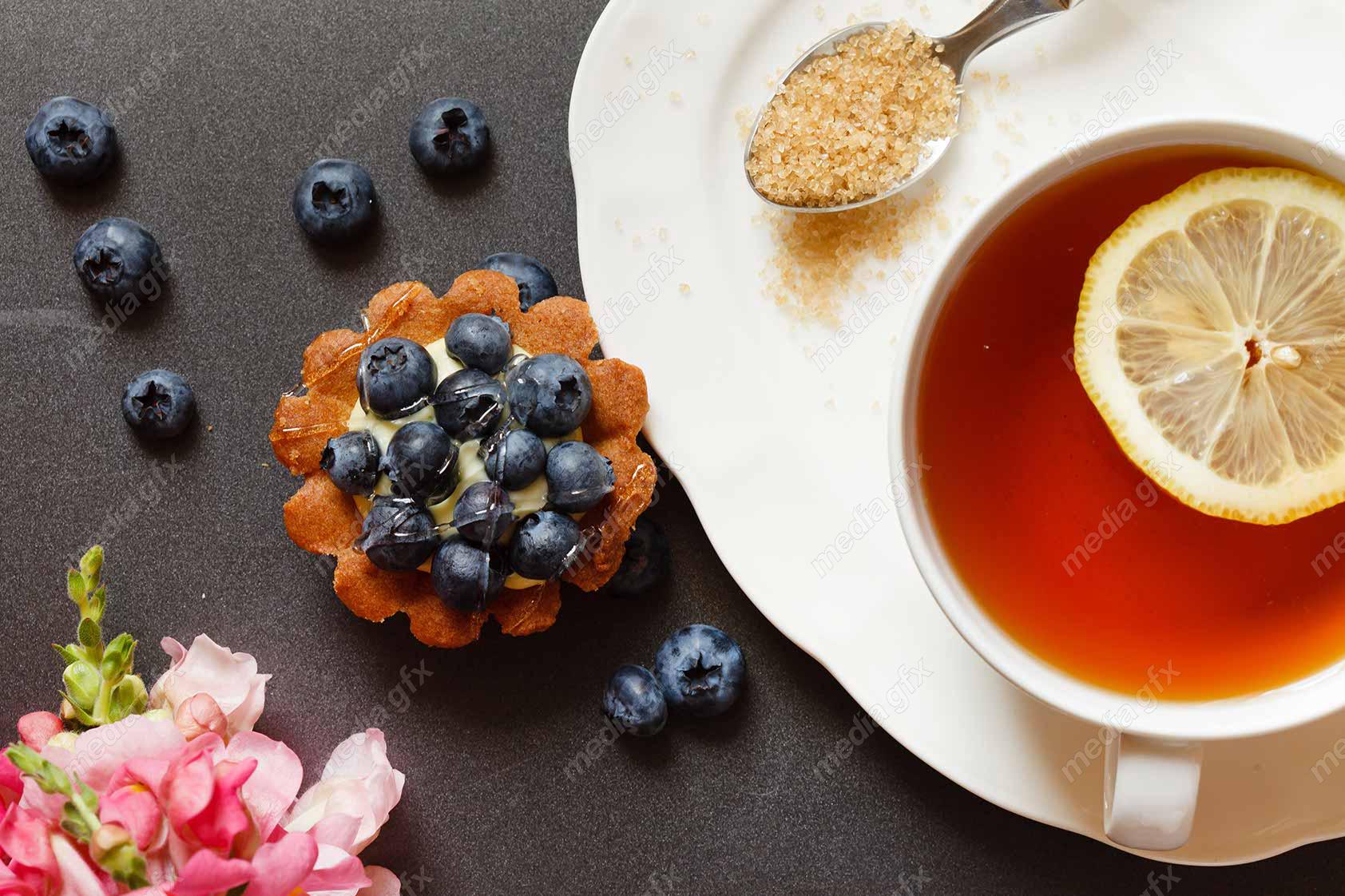 دانلود رایگان عکس با کیفیت دمنوش به لیمو با شکر قهوه ای و بلوبری MJ004770