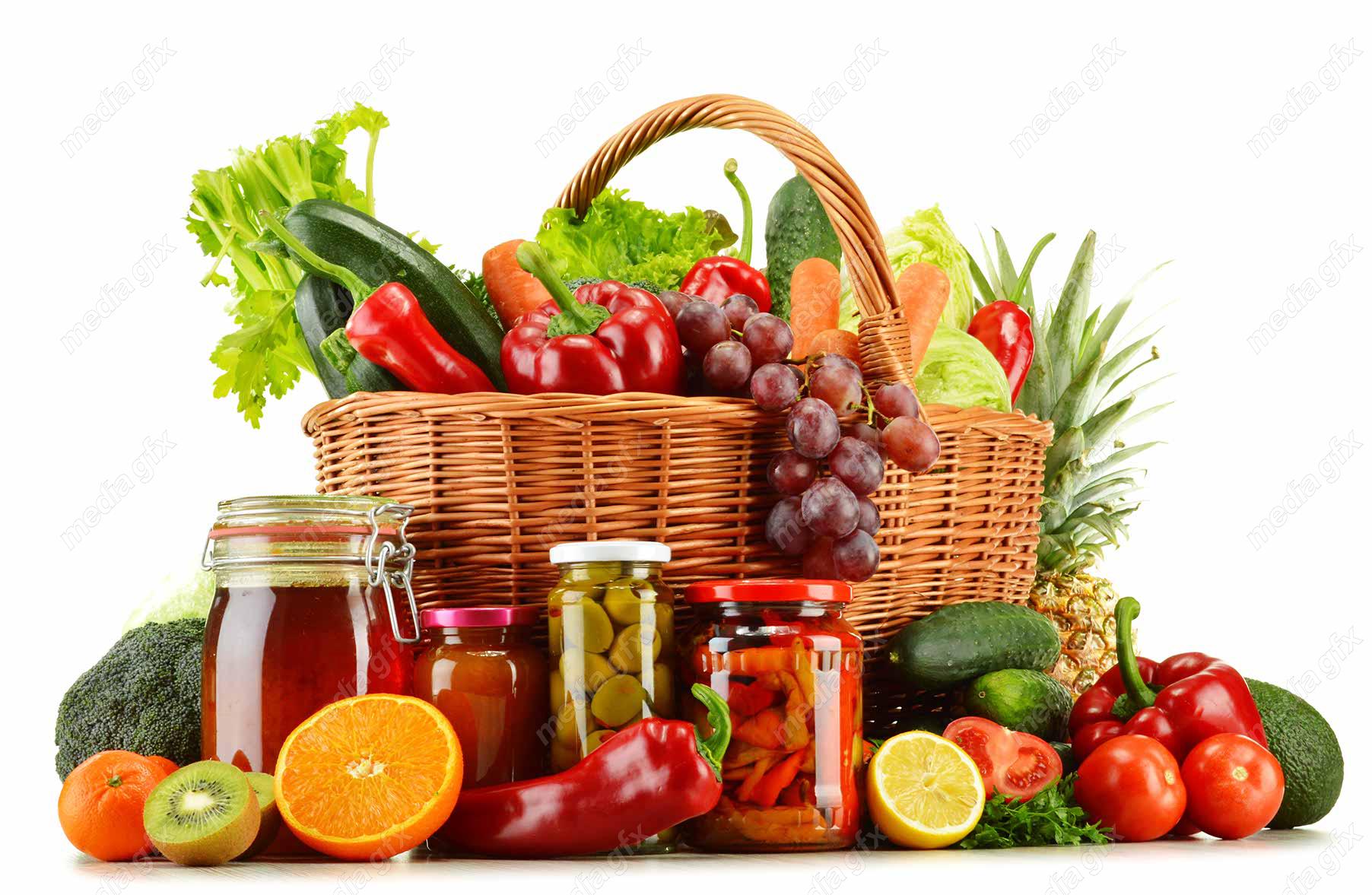 دانلود رایگان عکس با کیفیت میوه، سبزیجات و صیفی جات، ترشی جات پس زمینه سفید MJ004799