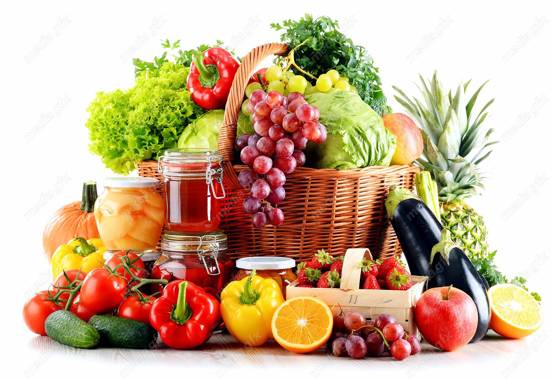 دانلود رایگان عکس با کیفیت میوه، سبزیجات و صیفی جات، ترشی جات پس زمینه سفید MJ004801