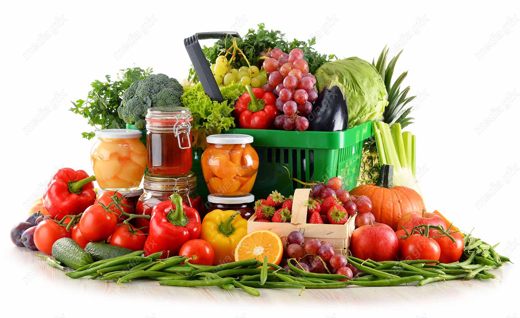 دانلود رایگان عکس با کیفیت میوه، سبزیجات و صیفی جات، ترشی جات پس زمینه سفید MJ004805