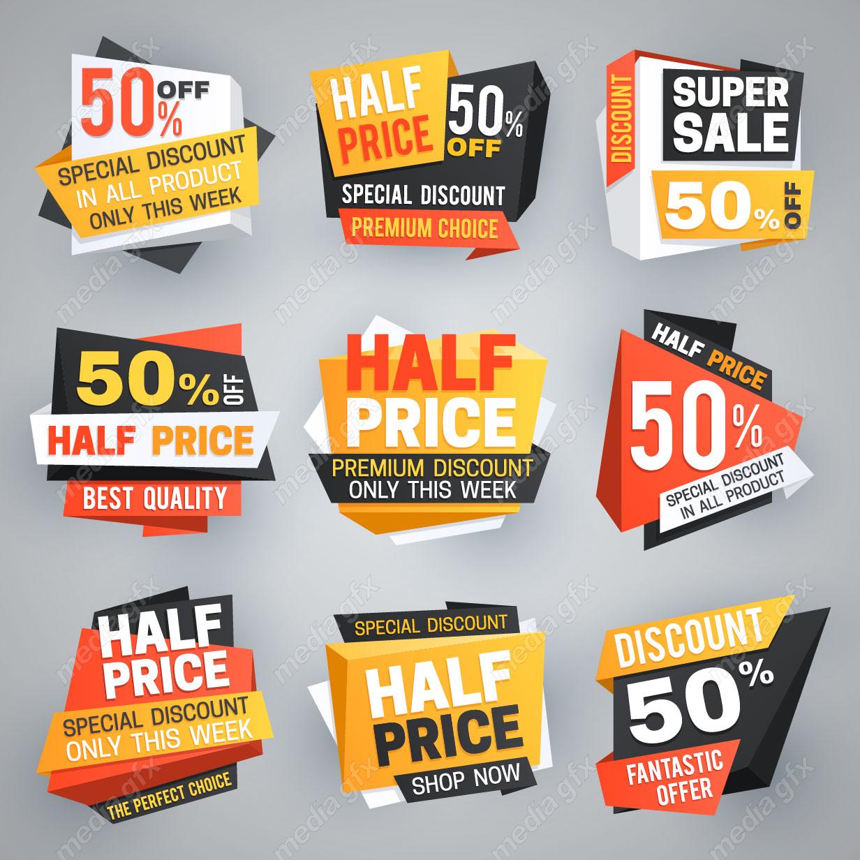 دانلود طرح وکتور استیکر و لیبل فروش و تخفیف شگفت انگیز MV004845