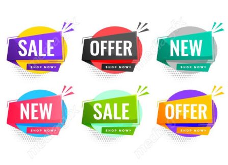 دانلود طرح وکتور استیکر و لیبل فروش و تخفیف شگفت انگیز MV004848