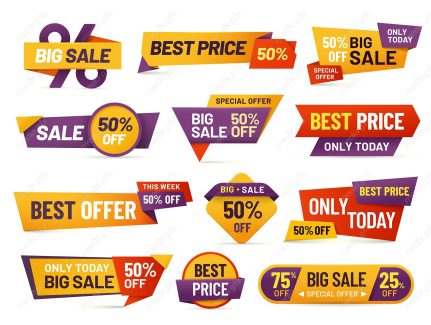 دانلود طرح وکتور استیکر و لیبل فروش و تخفیف شگفت انگیز MV004849