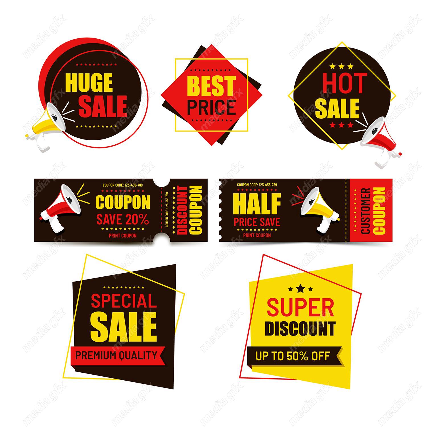 دانلود طرح وکتور استیکر و لیبل فروش و تخفیف شگفت انگیز MV004852