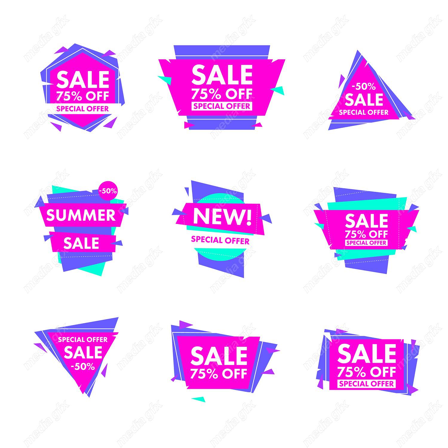 دانلود طرح وکتور استیکر و لیبل فروش و تخفیف شگفت انگیز MV004856