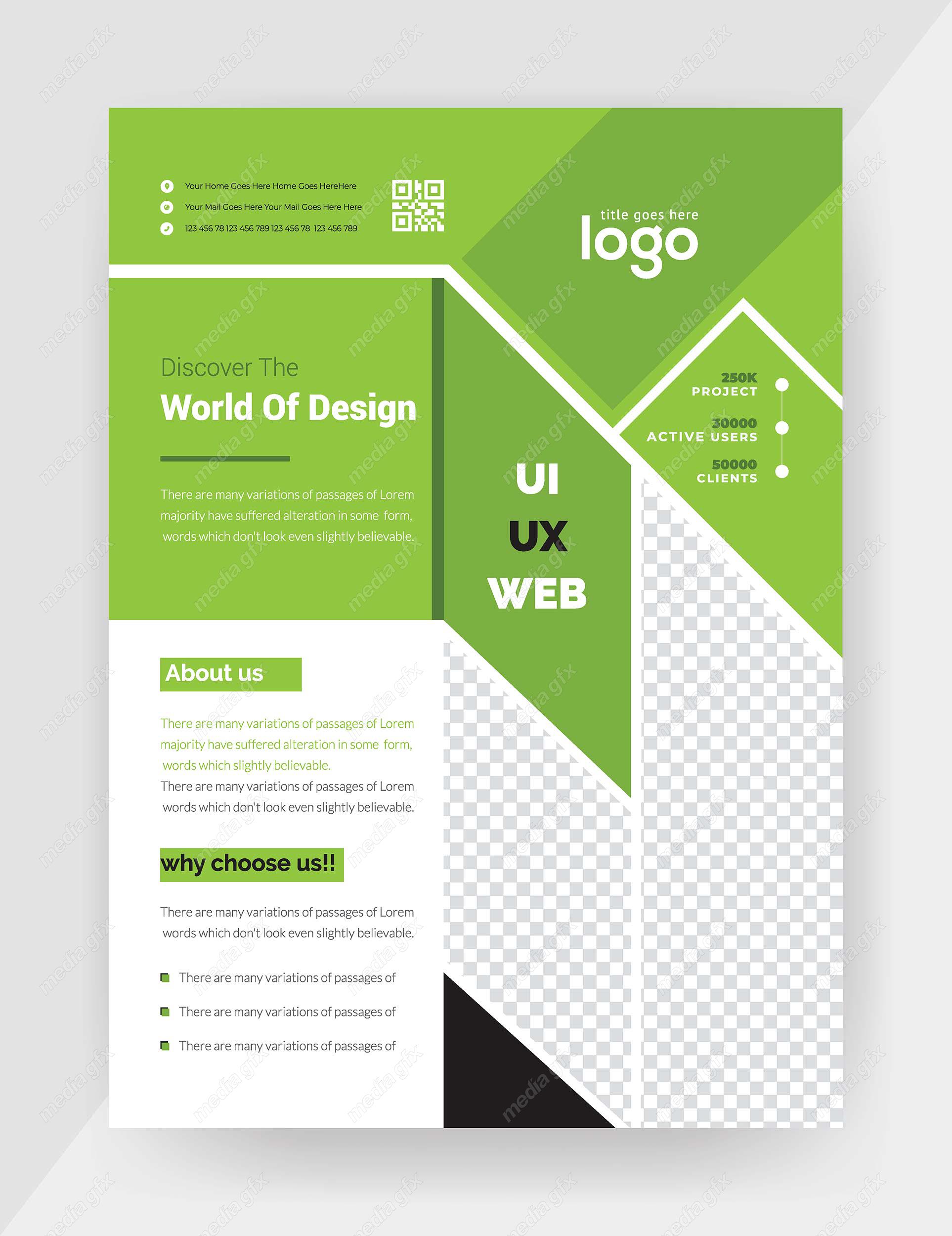 وکتور طرح آماده تراکت، پوستر و فلایر خلاقانه و مدرن MV004871