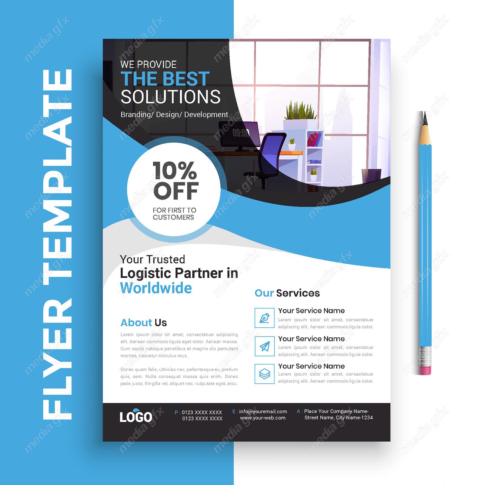 وکتور طرح آماده تراکت، پوستر و فلایر خلاقانه و مدرن MV004886