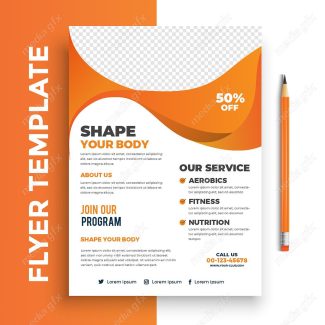 وکتور طرح آماده تراکت یا پوستر باشگاه بدنسازی MV004898