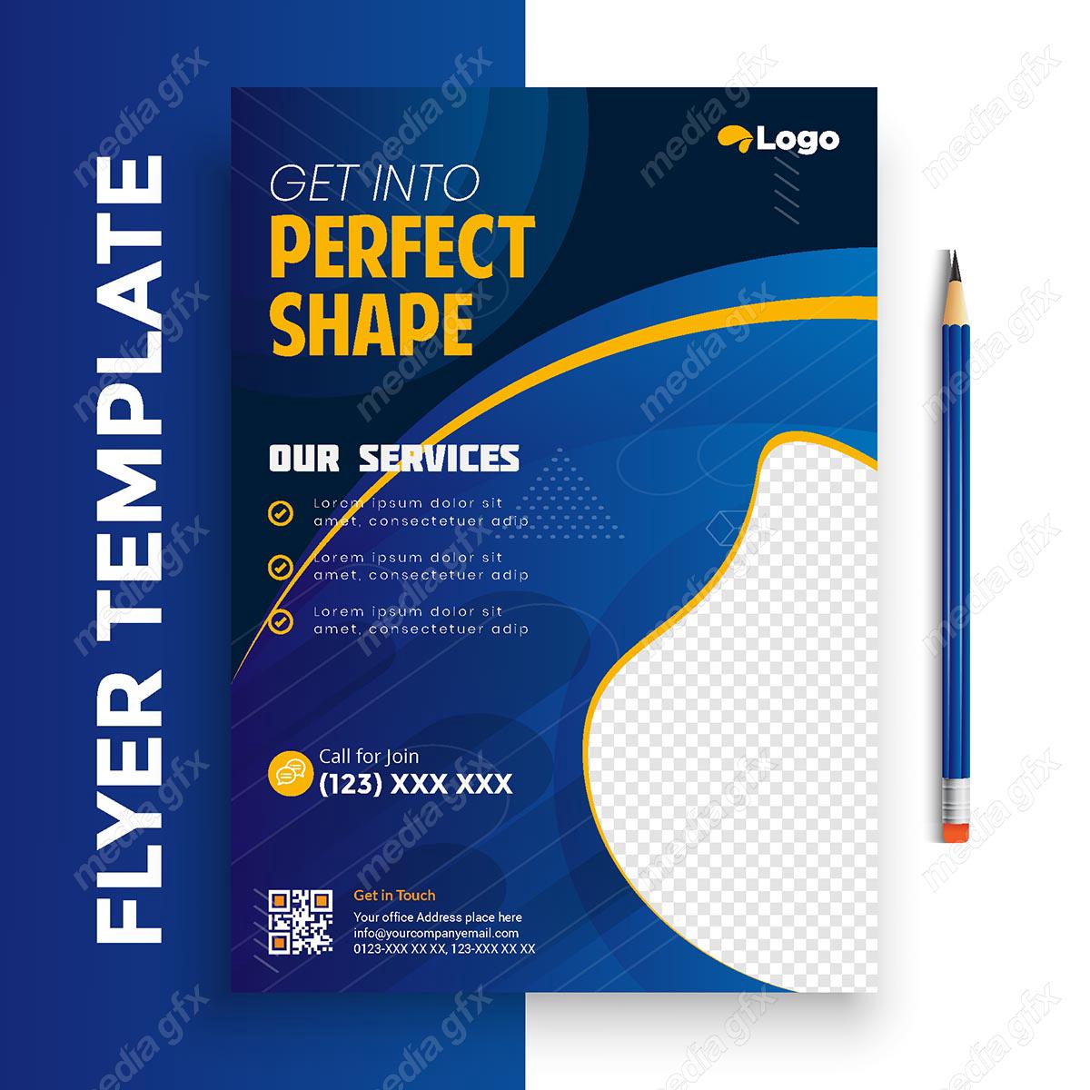 وکتور طرح آماده تراکت یا پوستر باشگاه بدنسازی MV004900