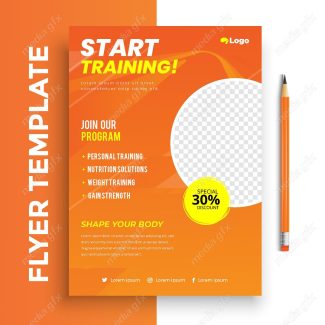 وکتور طرح آماده تراکت یا پوستر باشگاه بدنسازی MV004902