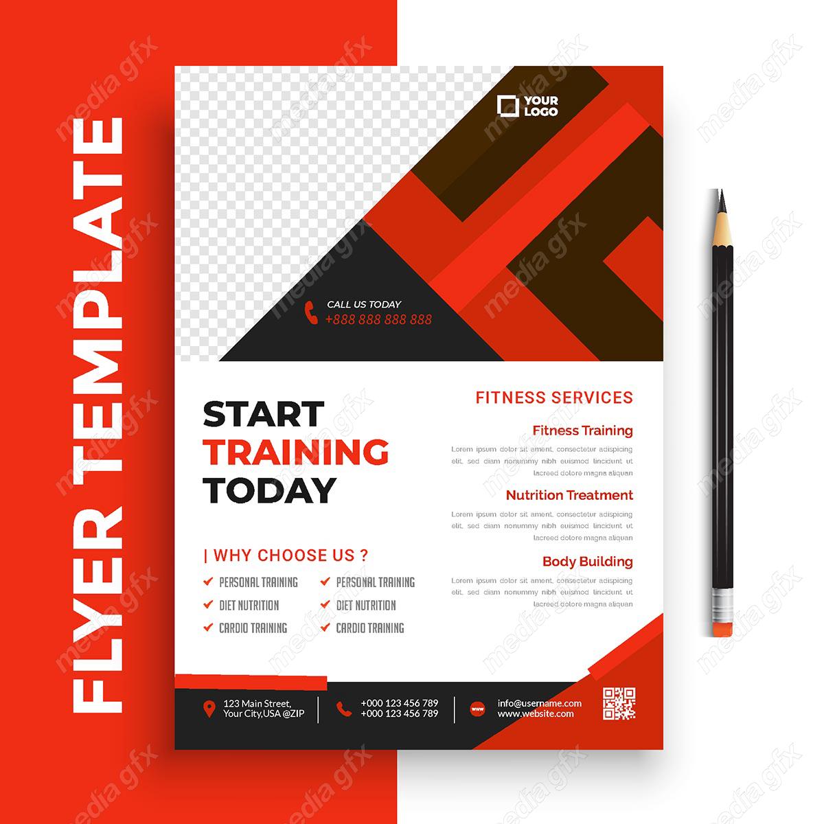 وکتور طرح آماده تراکت یا پوستر باشگاه بدنسازی MV004903